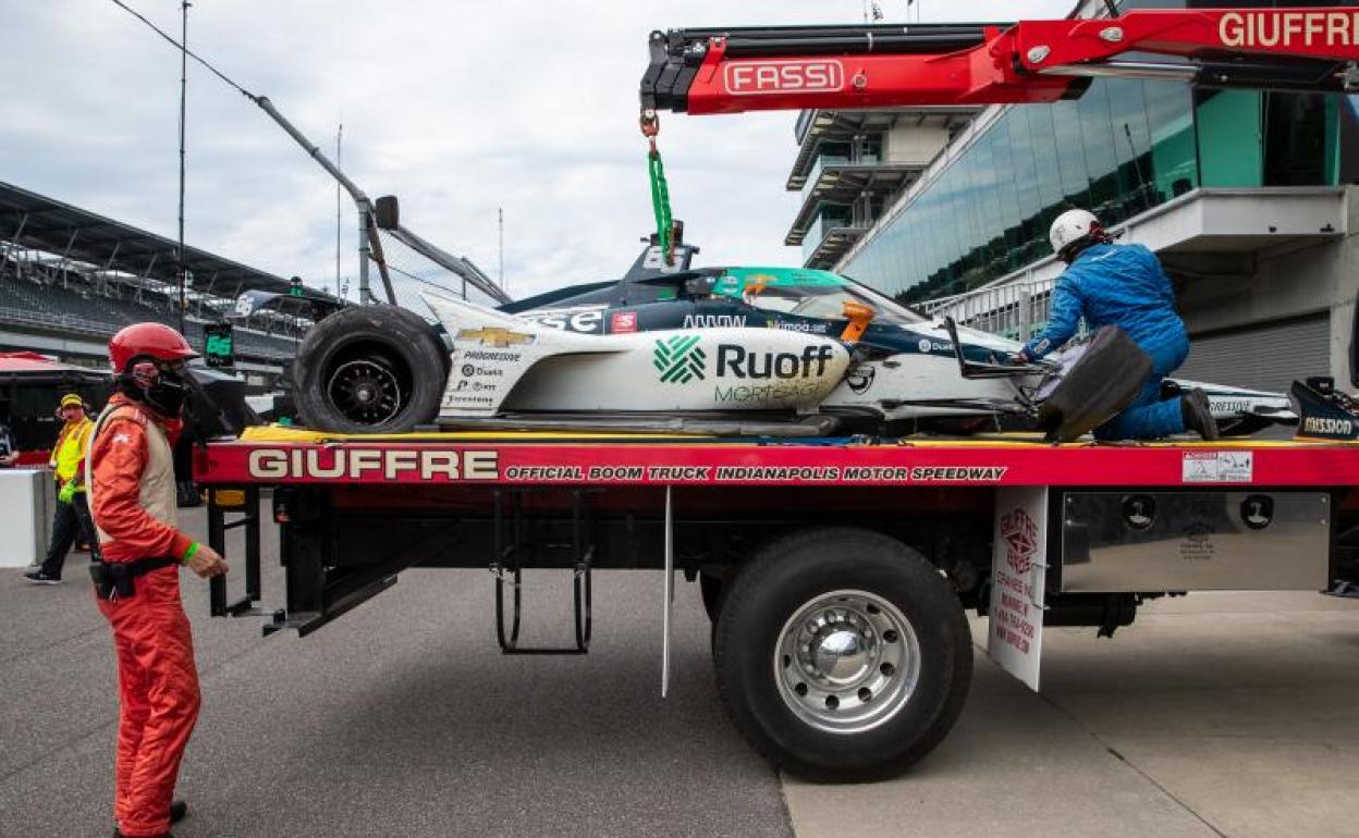 El Arrow McLaren SP de Alonso, tras su accidente.