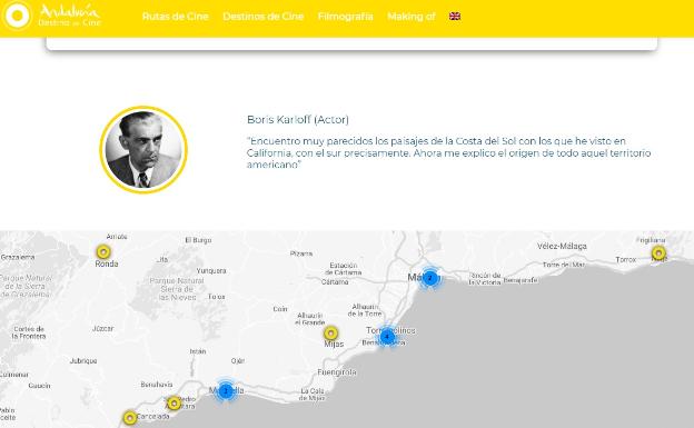 La web permite seguir la ruta por los hoteles y los rodajes a través de un mapa.