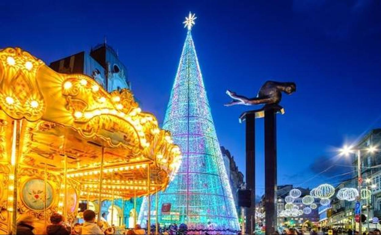 Luces de Navidad en Vigo, el año pasado 