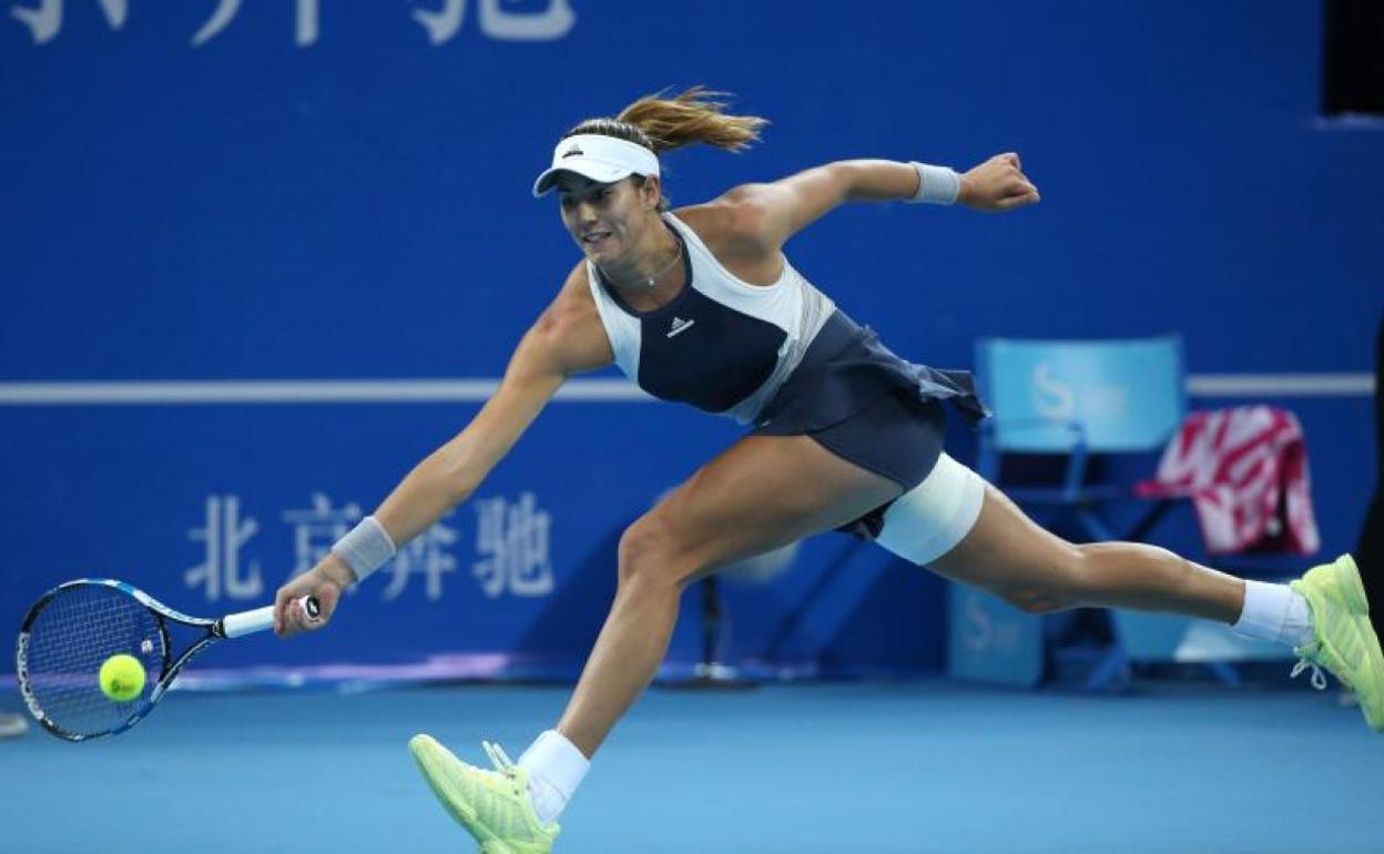 Garbiñe Muguruza, durante un partido en Pekín. 