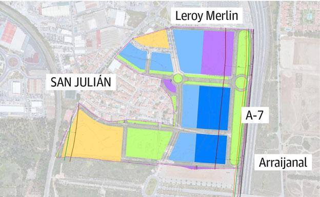 Ordenación de la zona empresarial y comercial prevista al sur de la barriada de San Julián. 