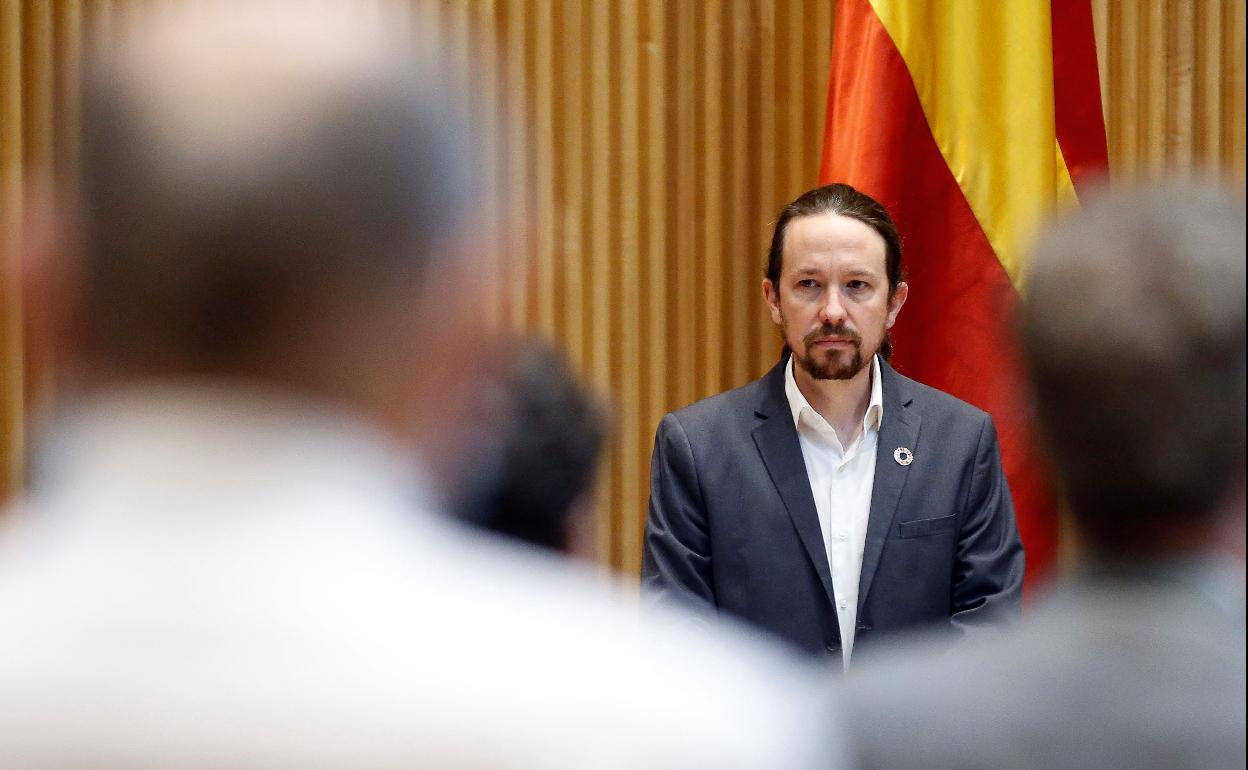 El vicepresidente y secretario general de Podemos, Pablo Iglesias, en un acto en el Congreso en mayo.