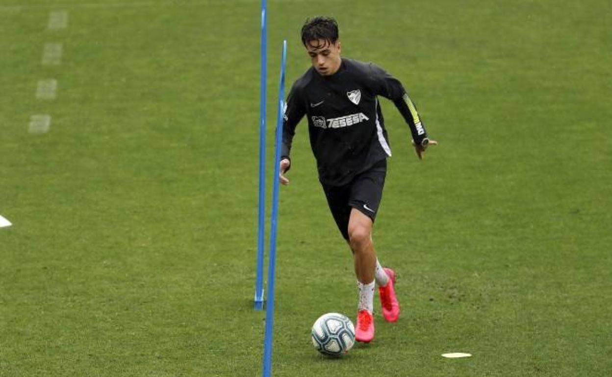 Iván Jaime, en un entrenamiento con el Málaga. 