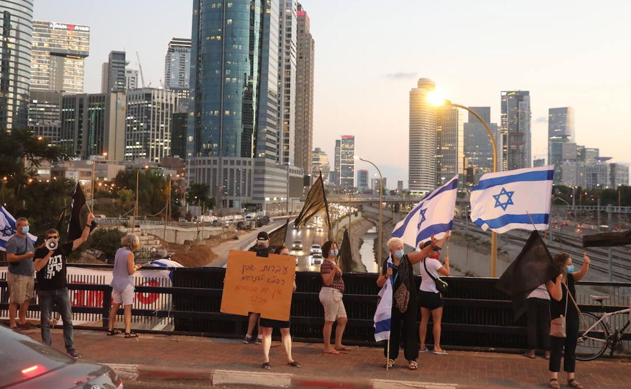 Protesta contra Netanyahu en Tel Aviv.