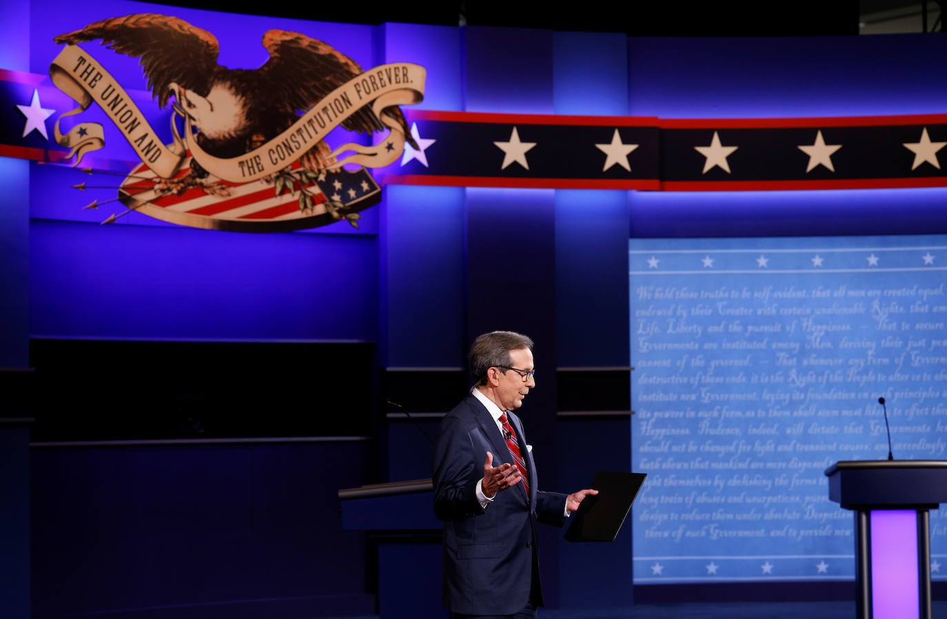 El periodista y moderador Chris Wallace fue el gran protagonistas del primer debate entre Trump y Biden. 