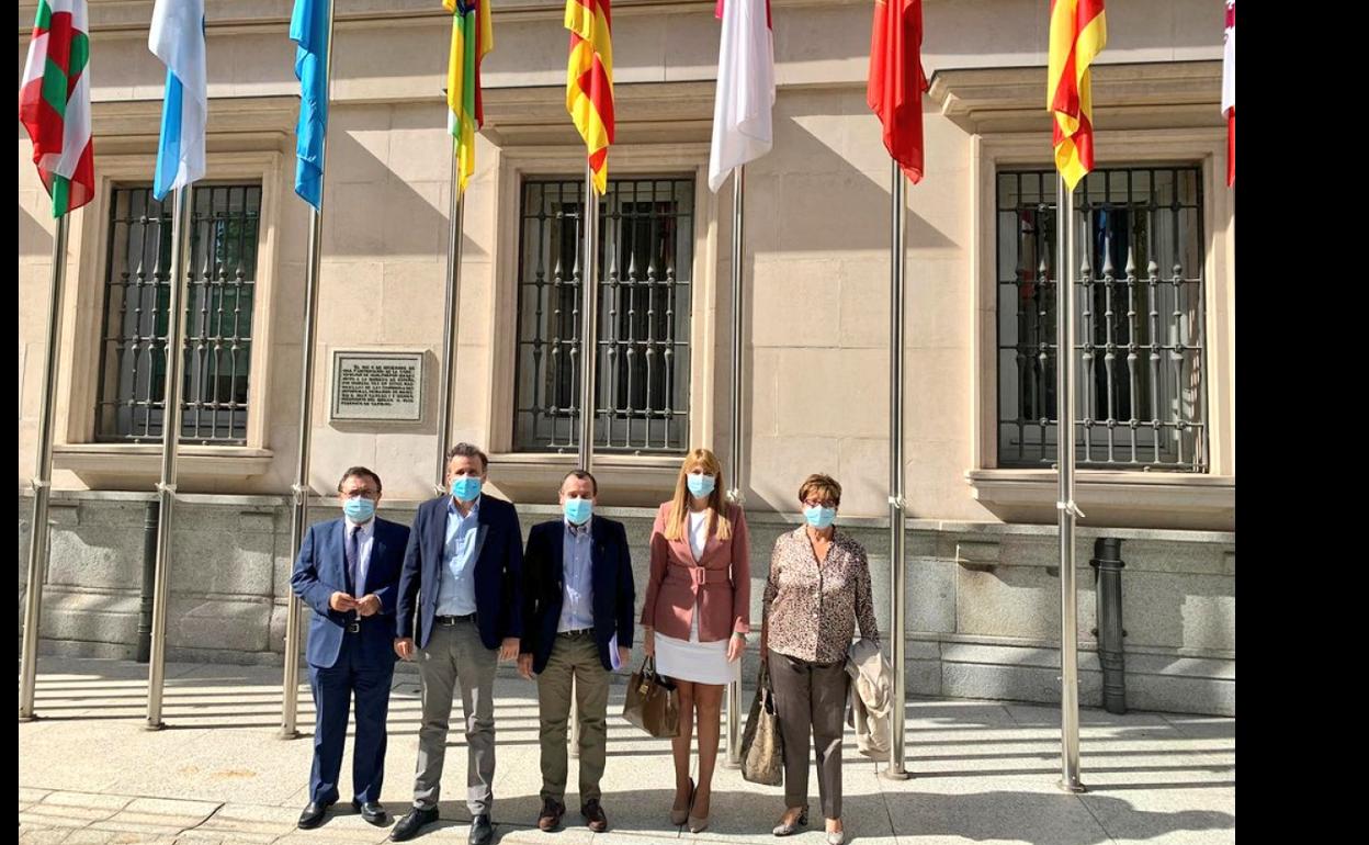 Miguel Ángel Heredia, Ignacio López, José Luis Ruiz Espejo, Estefanía Martín Palop y Marisa Bustinduy, en el Senado.