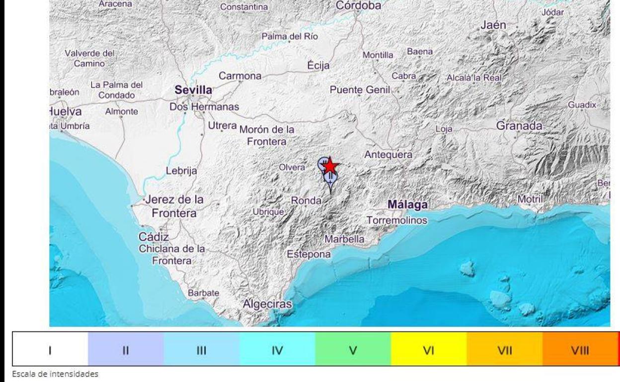 La intensidad del seísmo de Almargen, según los datos del IGN. 