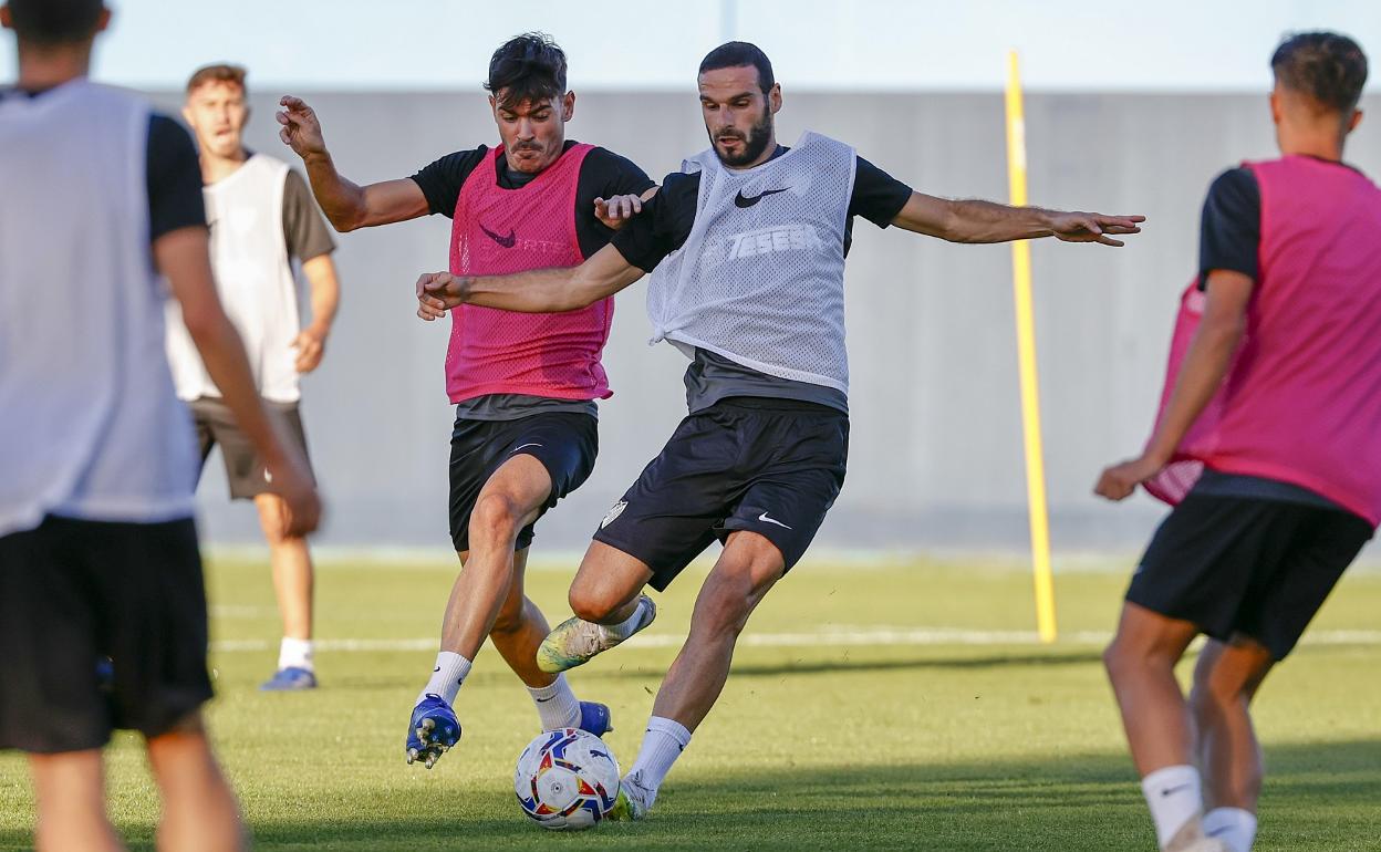 Jozabed y Lombán, en el entrenamiento de anteayer.