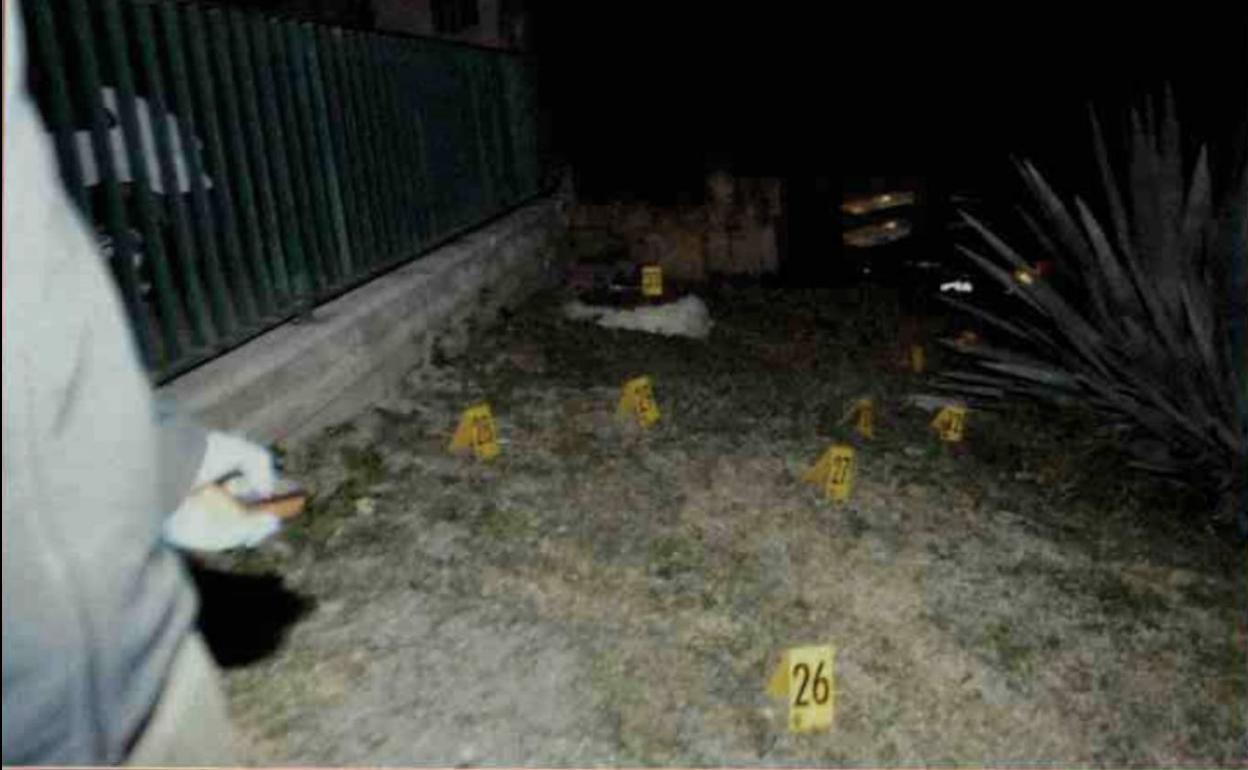 Lugar donde la Policía encontró 26 casquillos de subfusil