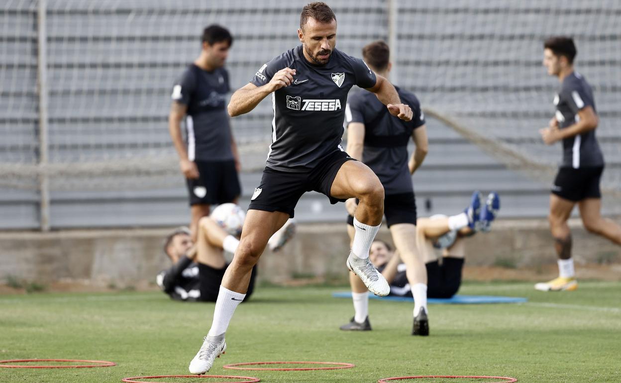 Orlando Sá, delantero del Málaga, durante un entrenamiento.