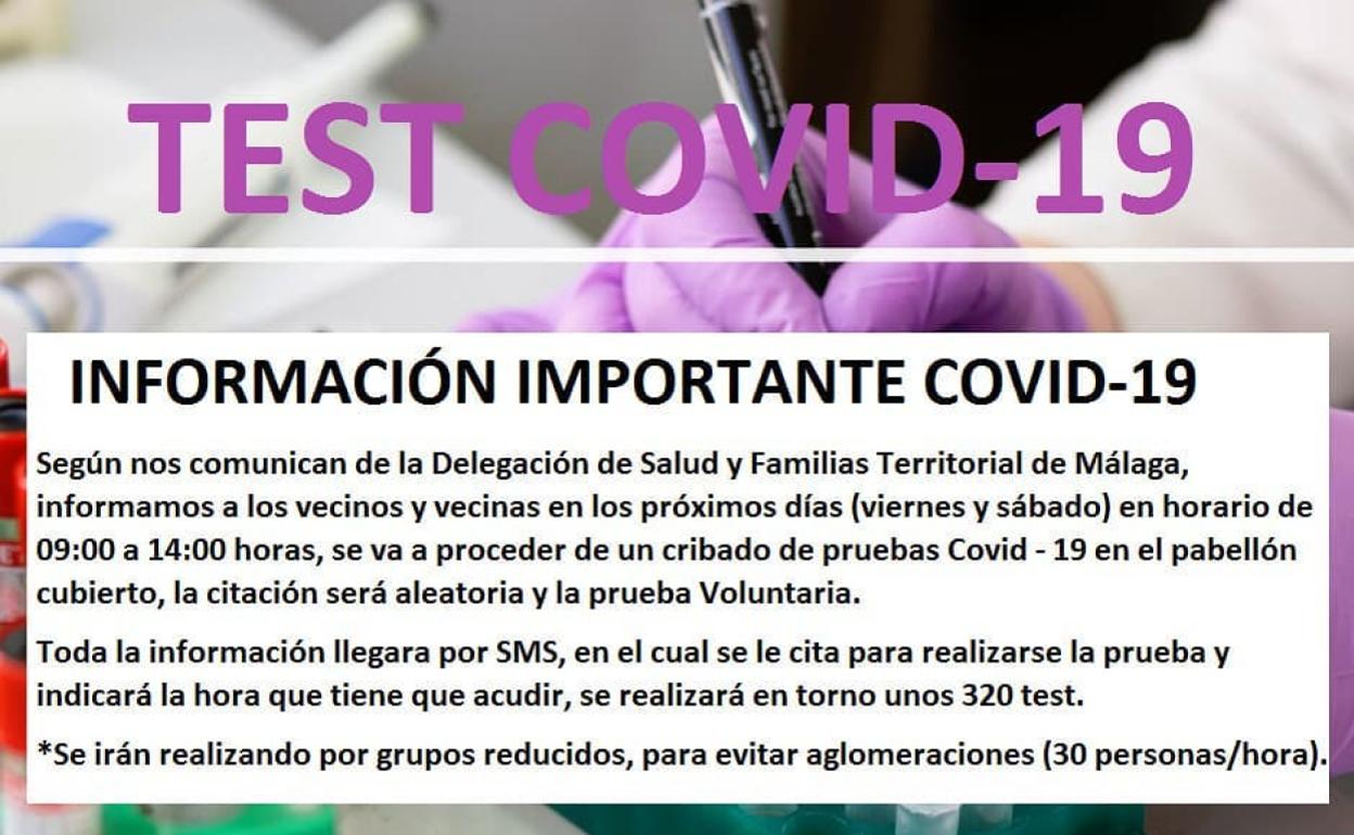 Cartel informativo difundido por el Ayuntamiento almachareño a través de las redes sociales. 