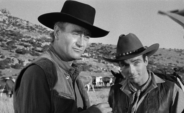 John Wayne y Montgomery Clift en 'Río Rojo', primer filme de Clift estrenado en 1948