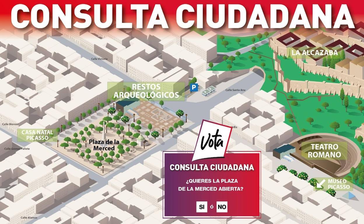 Cartel que anuncia la consulta ciudadana que pretenden desarrollar PSOE y Adelante Málaga. 