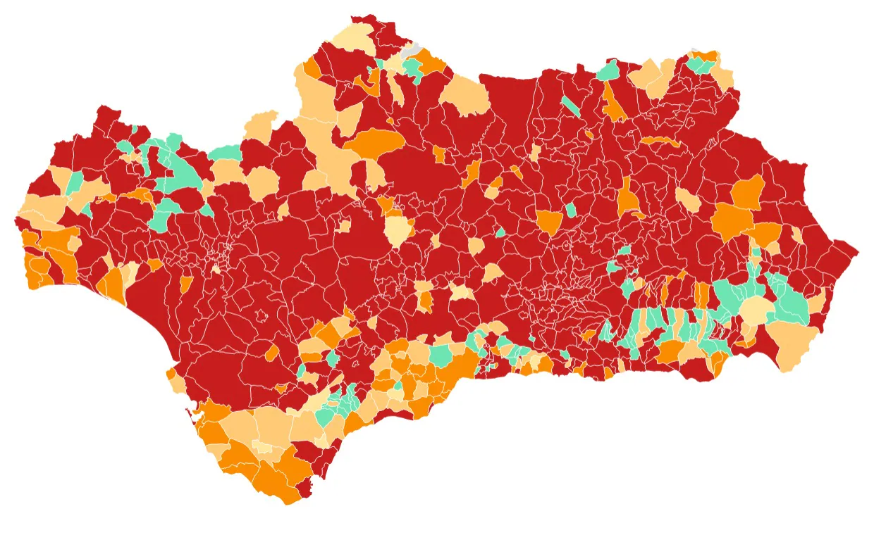 Mapa interactivo: Medidas, horarios, cierre, movilidad y datos de contagios de todos los municipios de Andalucía