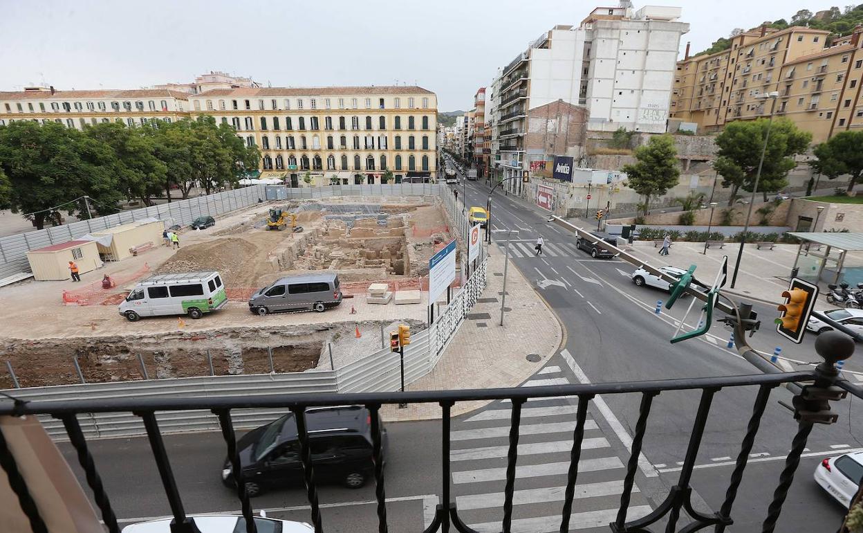 Vista del solar de los cines Astoria y Victoria, donde el Ayuntamiento ha realizado sondeos arqueológicos. 