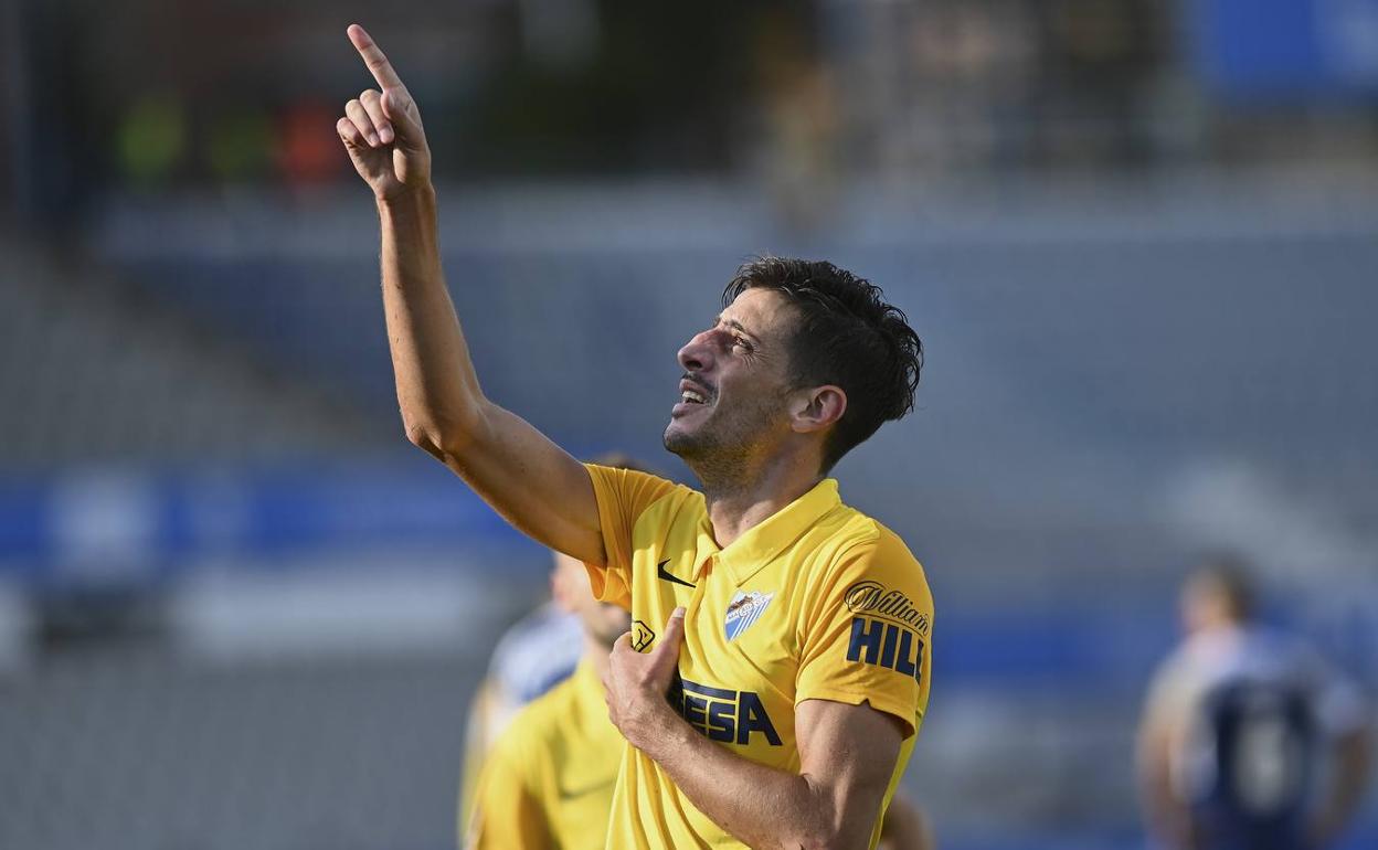 Chavarría, en la celebración del gol del triunfo en Sabadell. 