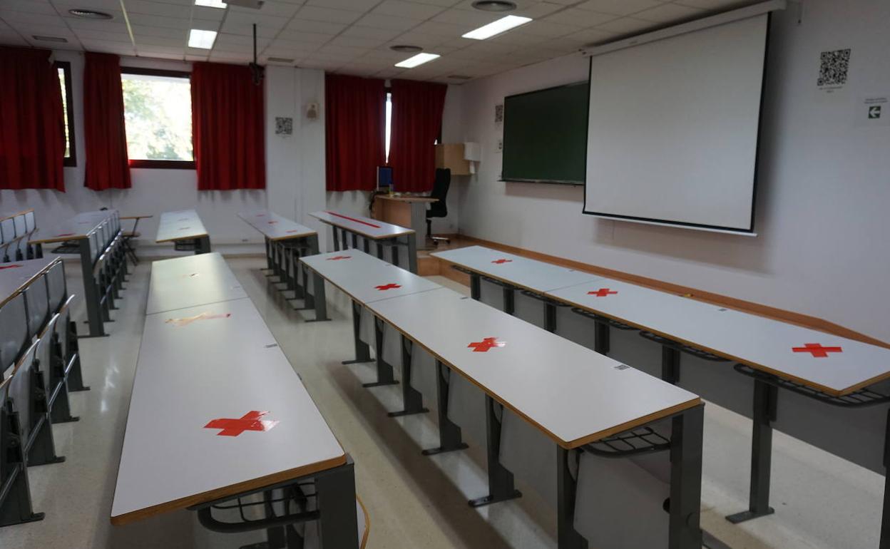 Aula en la Facultad de Ciencias de la Comunicación y Turismo. 