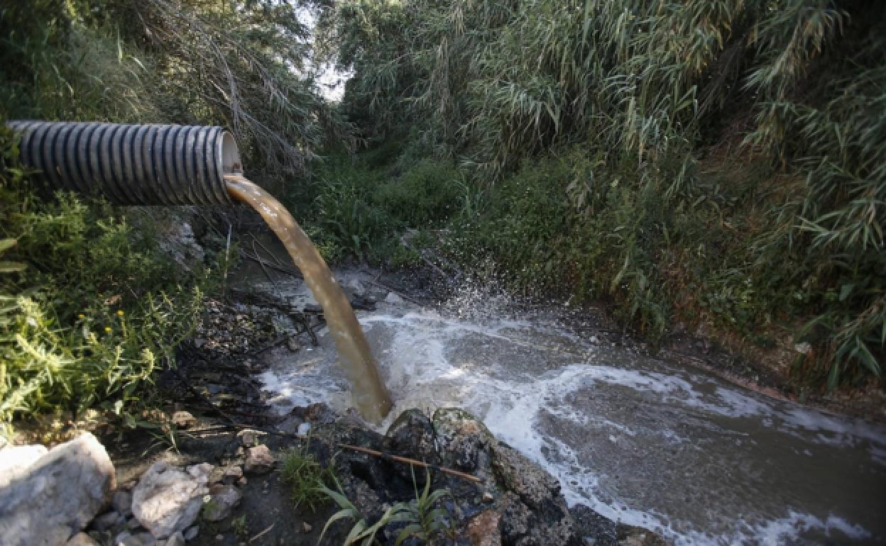 Vertido de aguas residuales al cauce del río Guadalhorce a la altura de Estación de Cártama. 