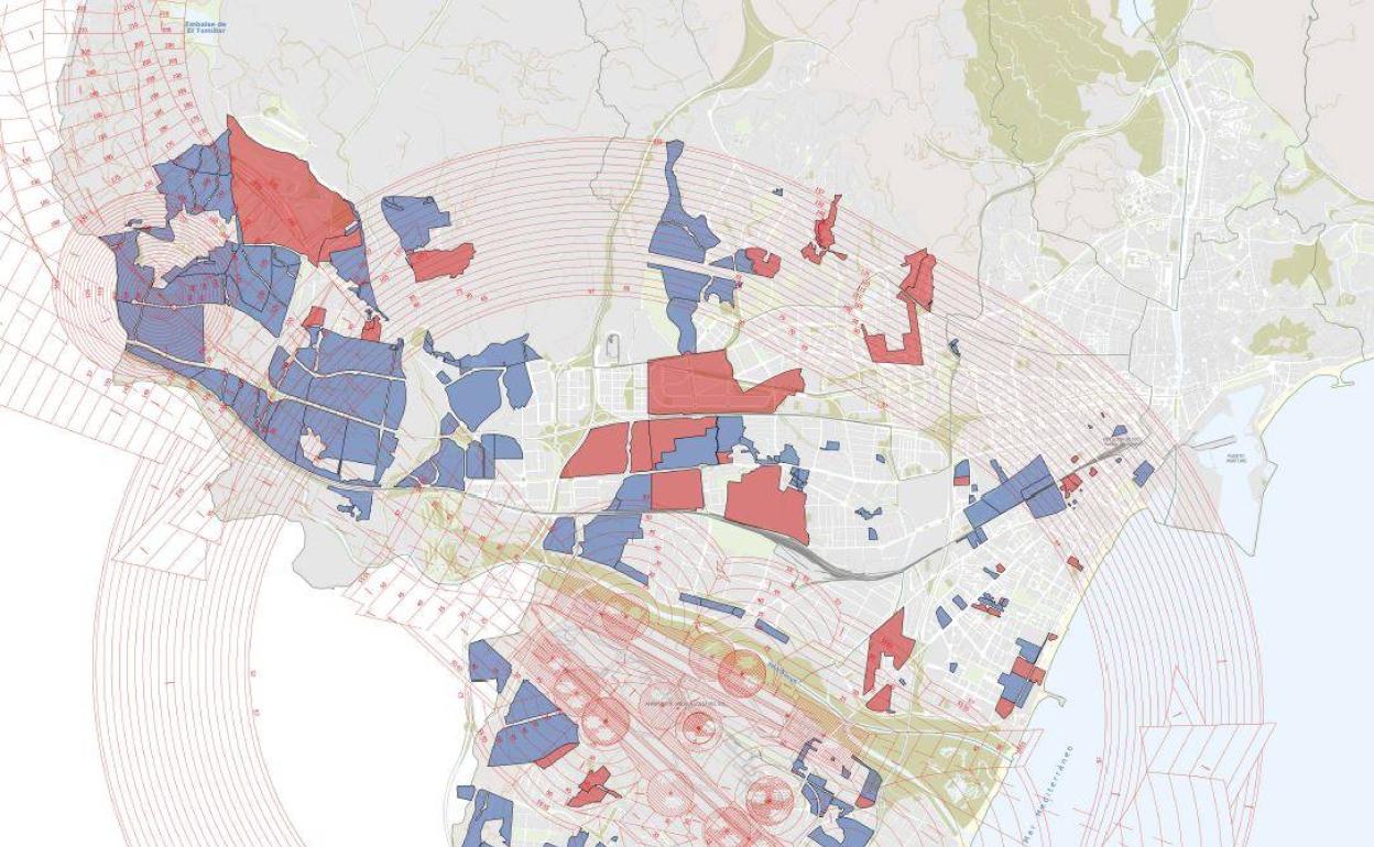 Suelos afectados por las nuevas servidumbres que Aviación Civil tramita para el aeropuerto. 