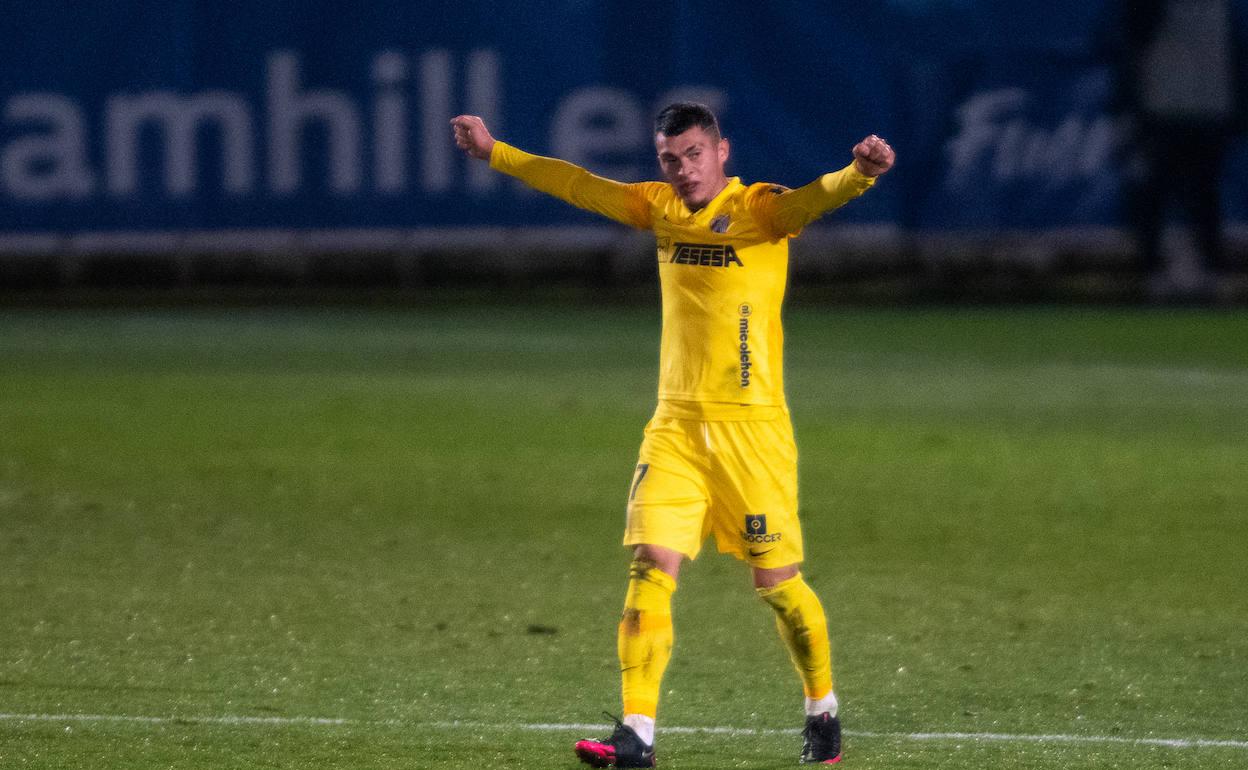 Rahmani celebra el gol conseguido en Fuenlabrada. 