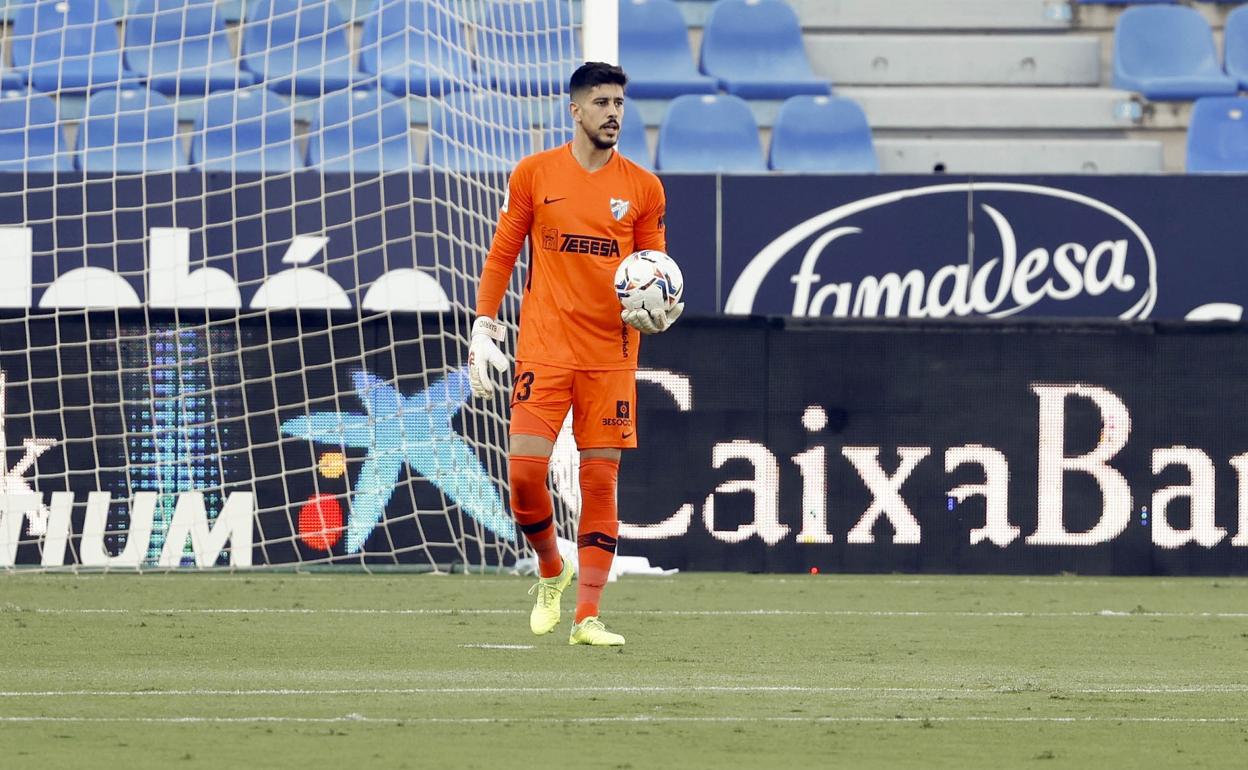 Dani Barrio, durante un partido en La Rosaleda.