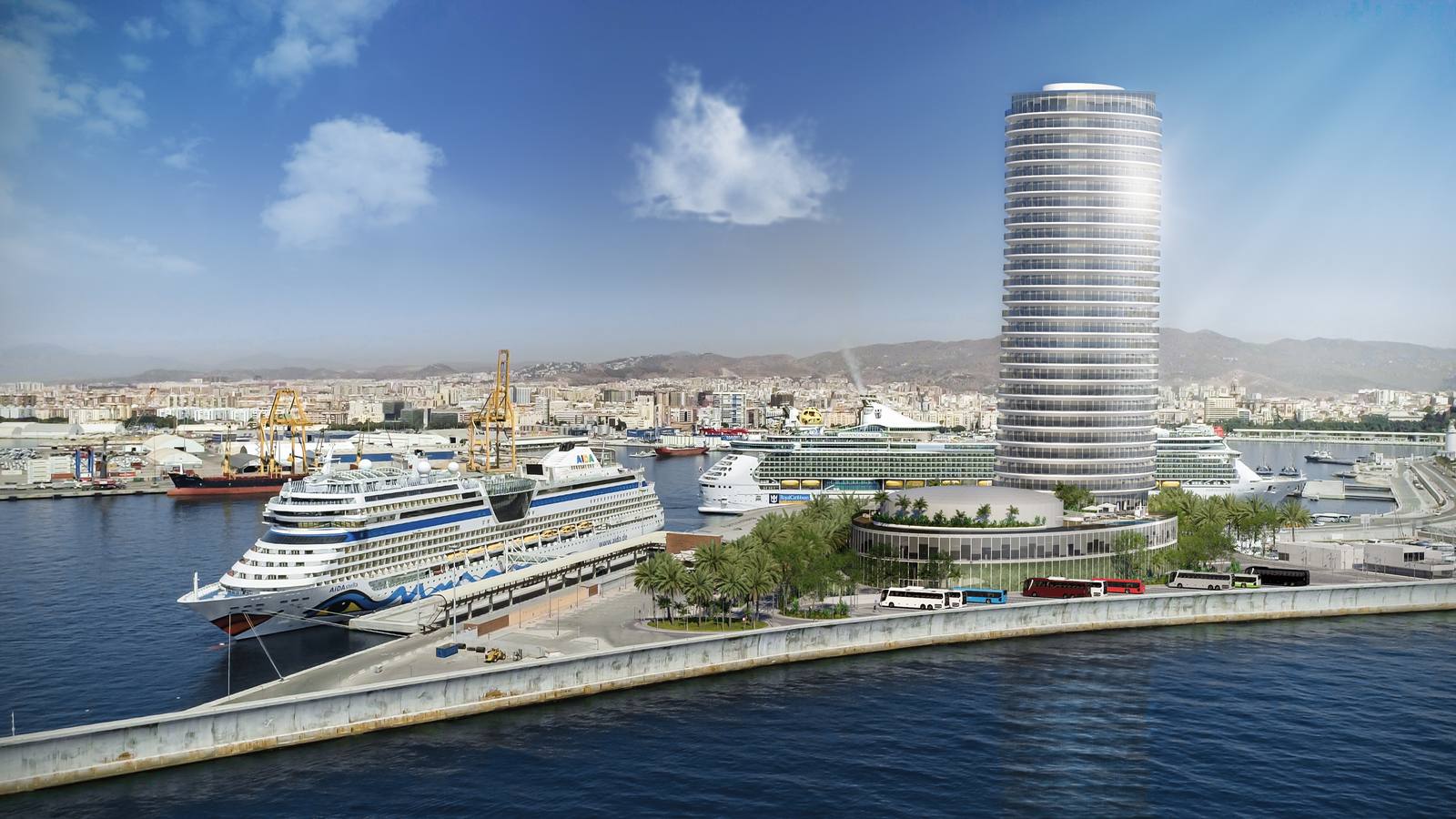 Recreación de cómo quedará la torre del Puerto de Málaga.