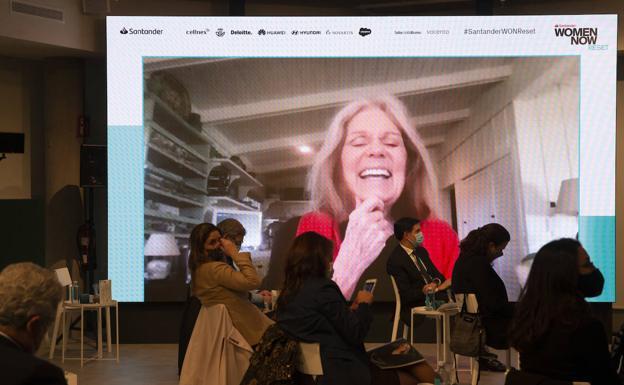 Gloria Steinem, durante su intervención en WomenNOW