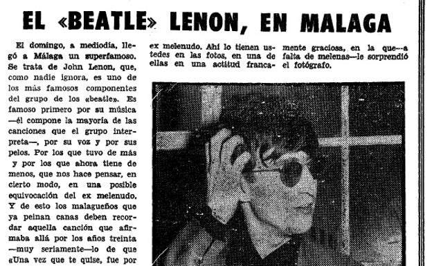 Recorte de la información que publicó SUR el 20 de septiembre de 1966 con la visita de John Lennon.  HEMEROTECASUR