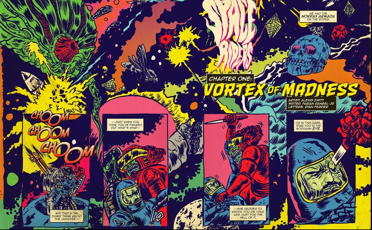 Primeras páginas del cómic 'Space Riders' en su versión original.