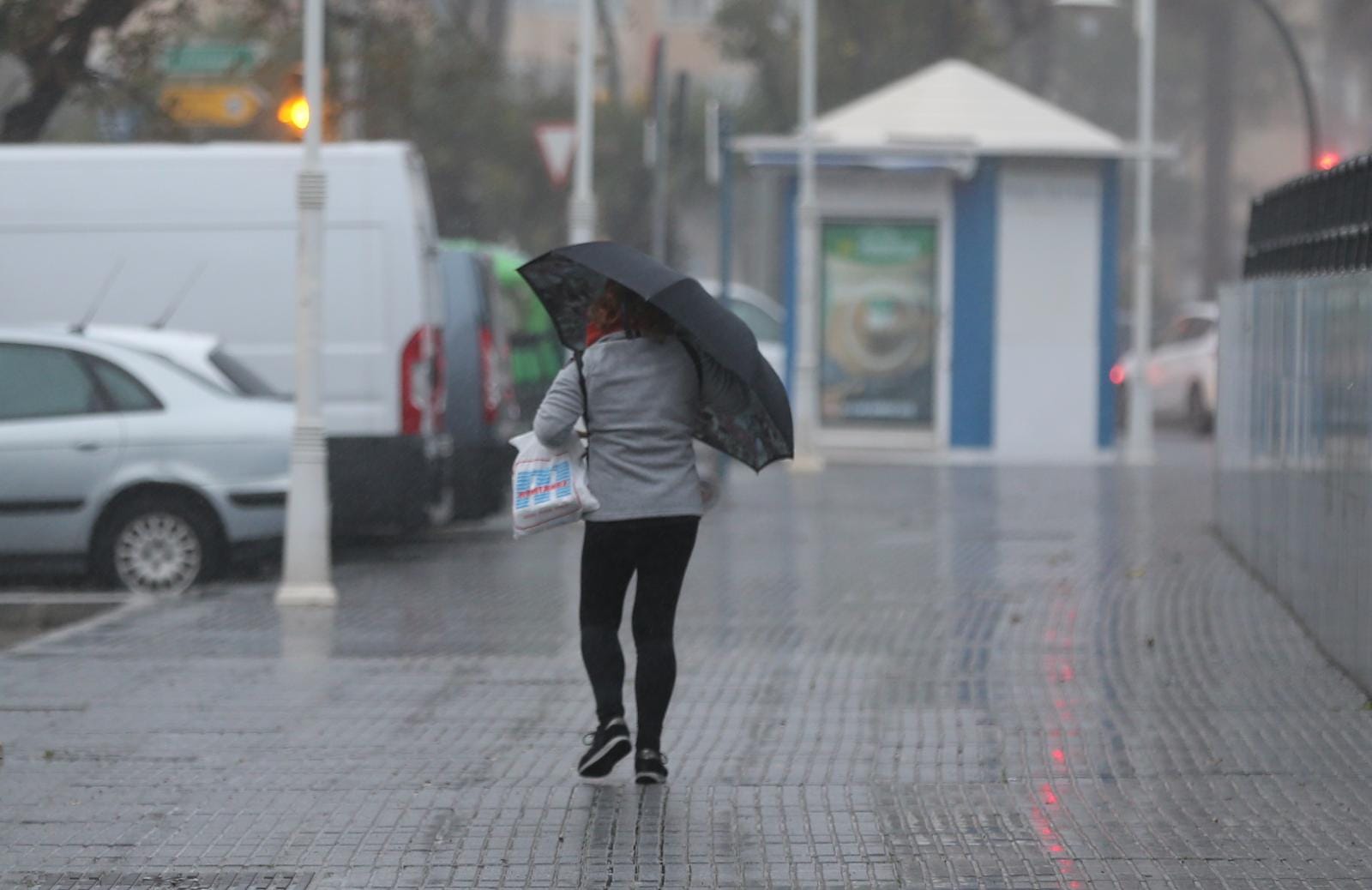 La borrasca Filomena, a su paso por la capital malagueña, este viernes 8 de enero