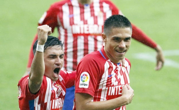 Djurdjevic (Sporting) celebra uno de sus doce goles en esta primera vuelta. 