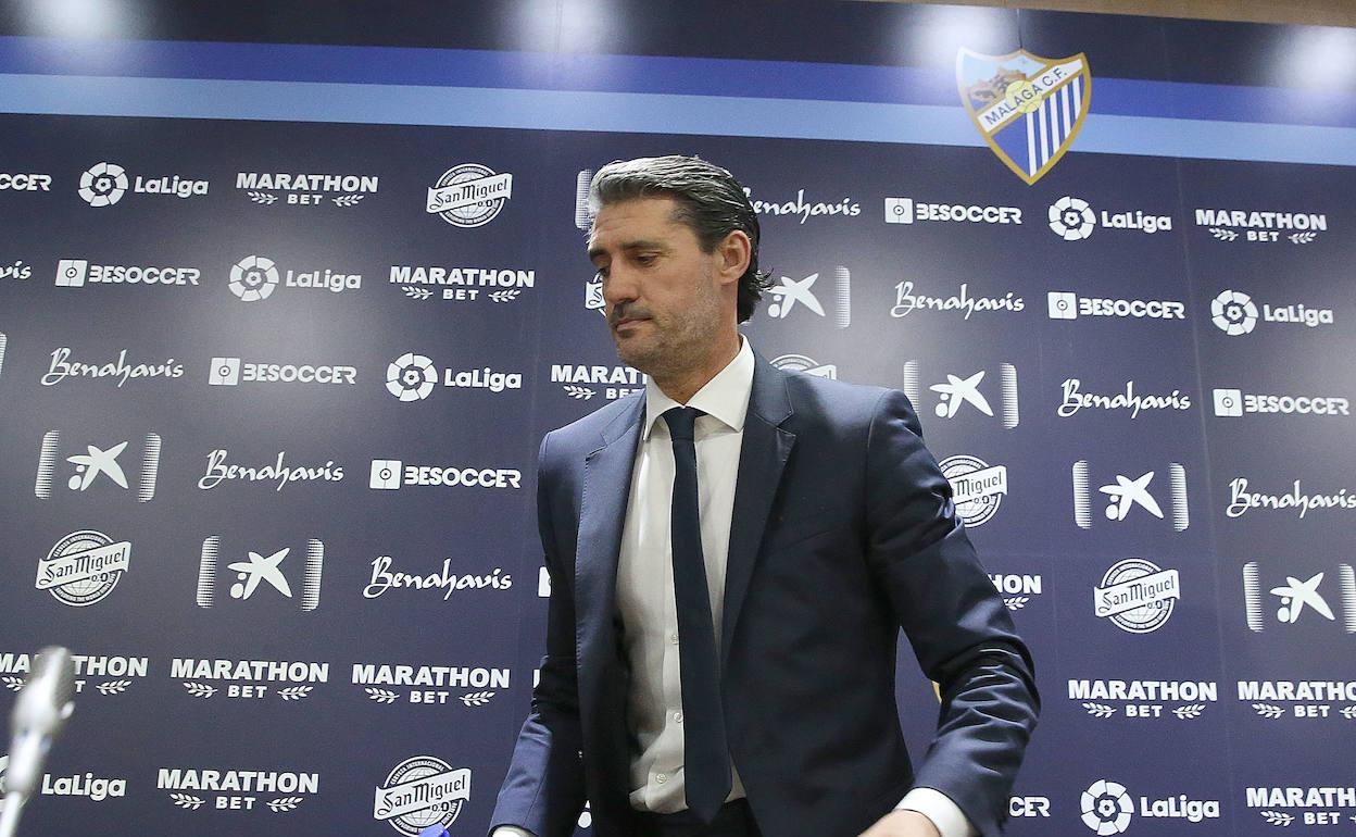 Caminero, en su presentación como director deportivo del Málaga. 