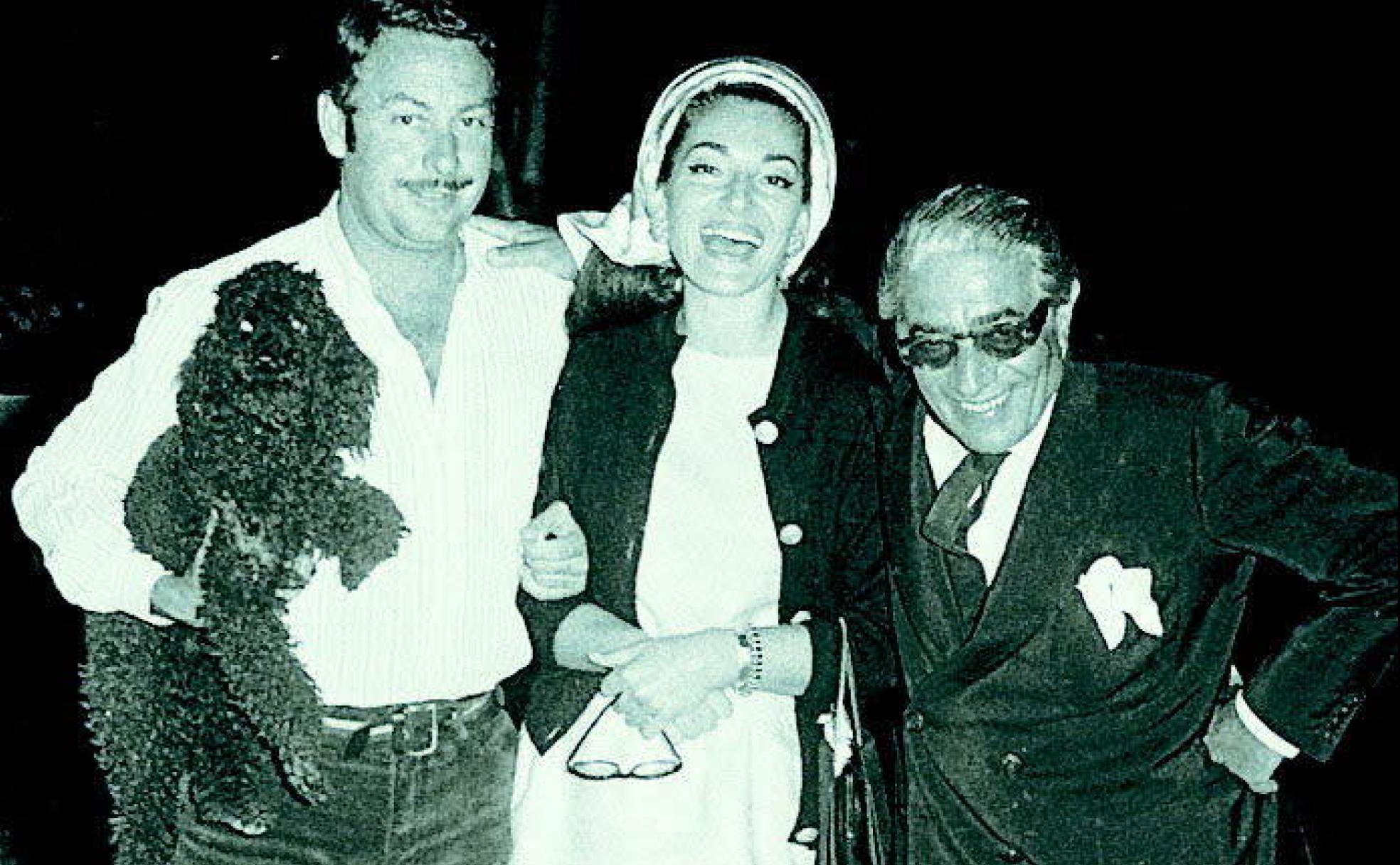 Alfonso de Hohenlohe, María Callas y Aristóteles Onassis, en Marbella. 