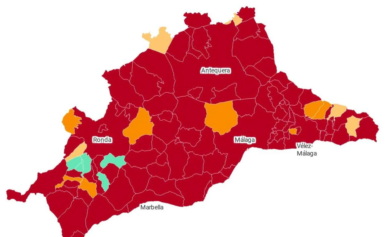 Málaga: mapa de los municipios con cierre de toda la actividad o confinamiento perimetral