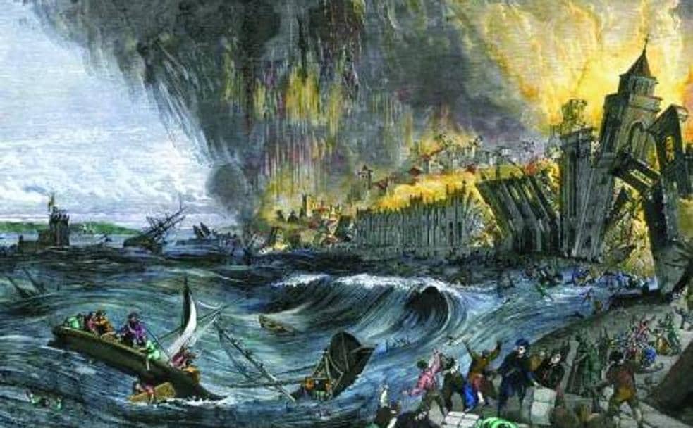 Recreación del tsunami que arrasó Lisboa en el mes de noviembre de 1755.