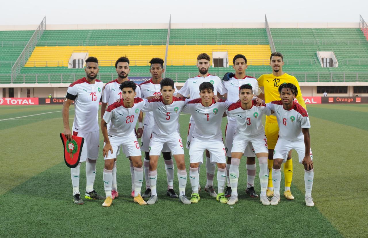 Haitam, con el dorsal '7', en la foto del once inicial del Marruecos.