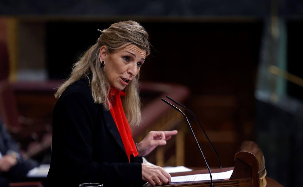 Yolanda Díaz, en el Congreso de los Diputados.