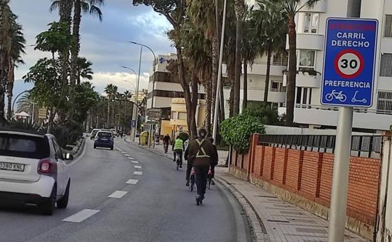 Tráfico Málaga: Cierre al tráfico del carril ciclable derecho en sentido Málaga Este