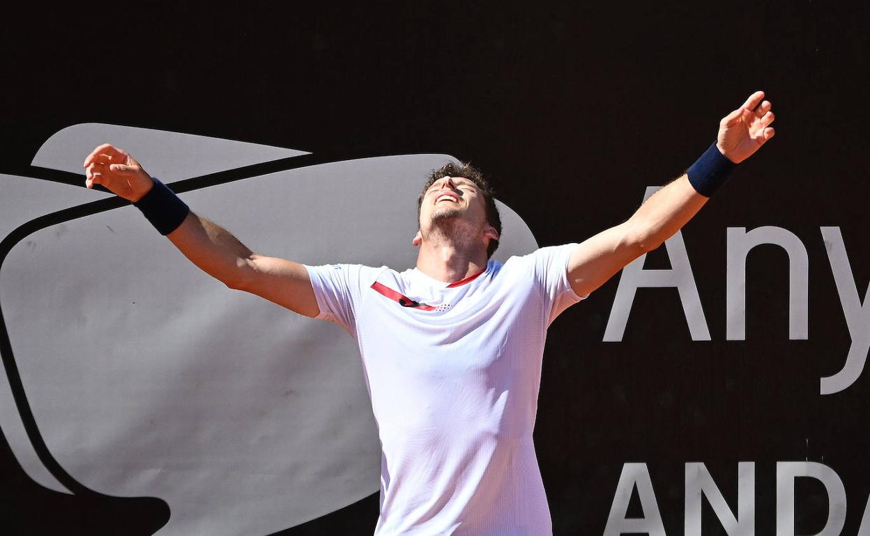 Pablo Carreño, emocionado tras la sufrida victoria.