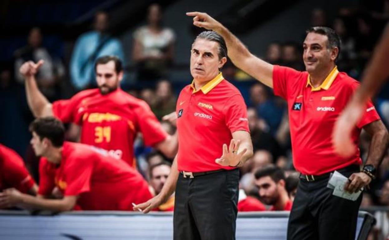 Sergio Scariolo, durante un partido con la selección española en las ventanas de la FIBA. 