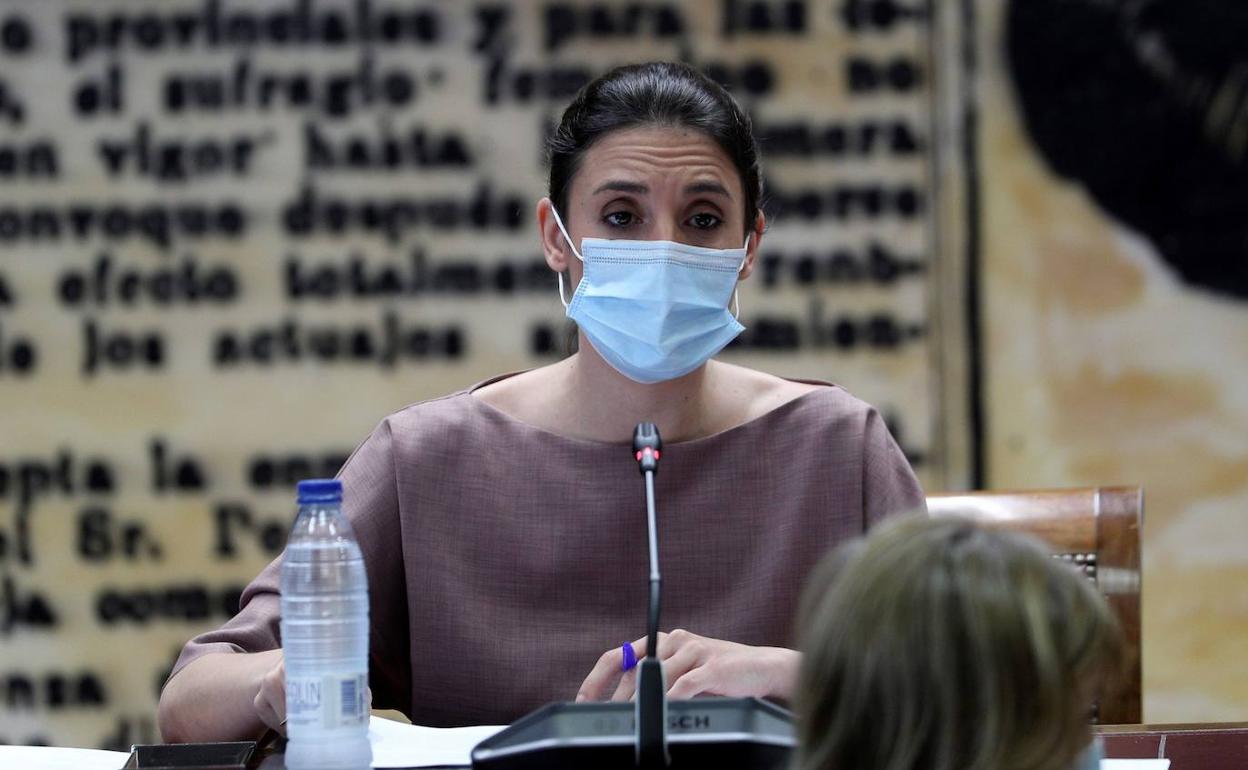 Irene Montero, durante su intervención en el Senado. 