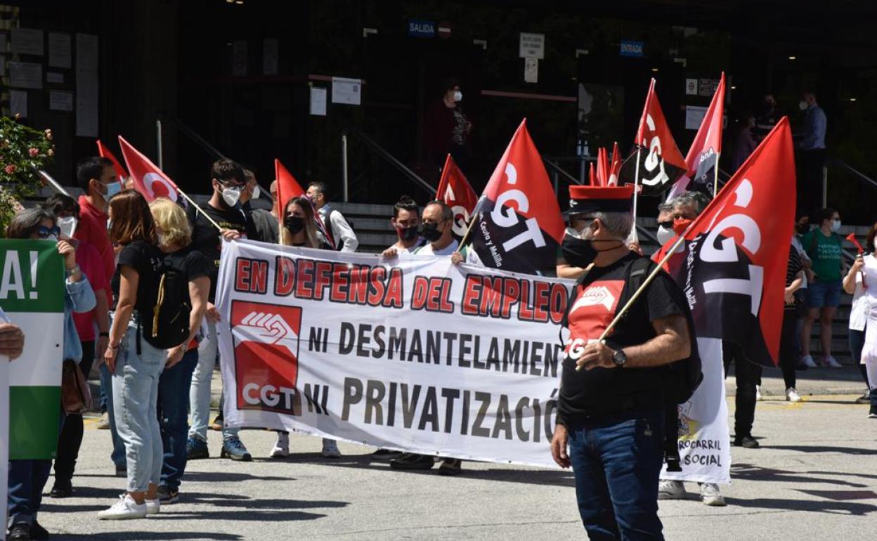 Un momento de la manifestación de esta mañana en Málaga. 