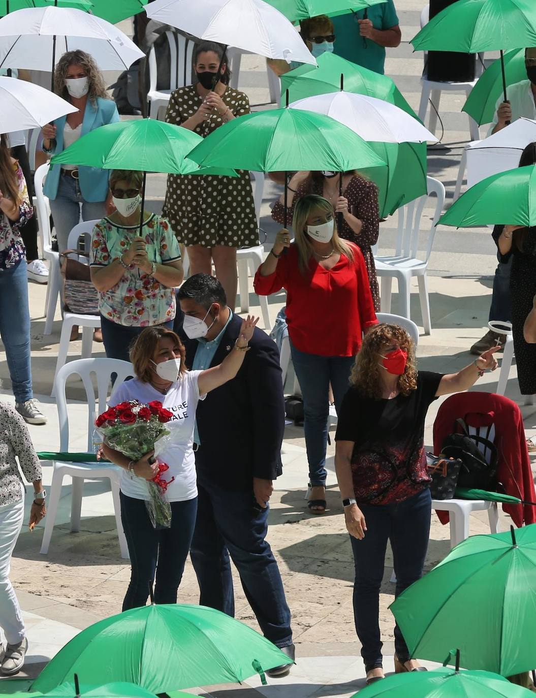 La secretaria general del PSOE en Andalucía y candidata a las primarias del próximo 13 de junio evita pronunciarse sobre los posibles indultos a los condenados del 'procés' durante un acto celebrado hoy con militantes 