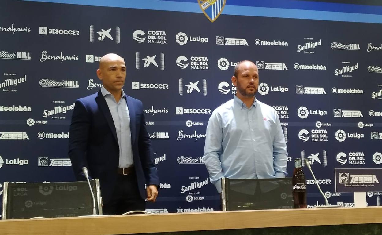 Manolo y José Alberto, antes de la presentación de este como entrenador del Málaga. 