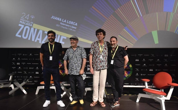 José Adrián Zamora, Valeriano López, Juan Herrera y Javier Pérez de la Torre presentan la película 'Juana la Lorca', de Valeriano López. 