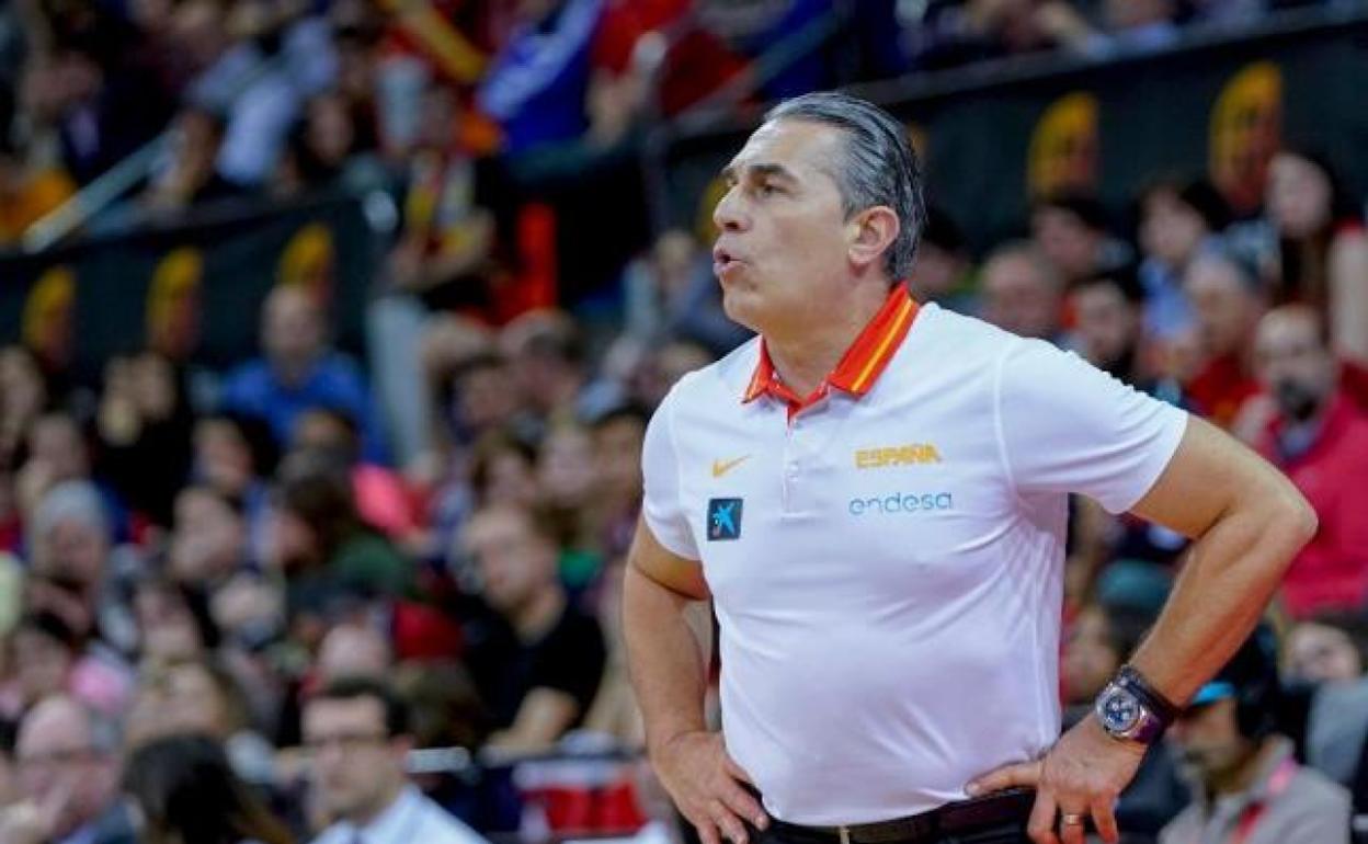 Sergio Scariolo, durante un partido de la selección española. 