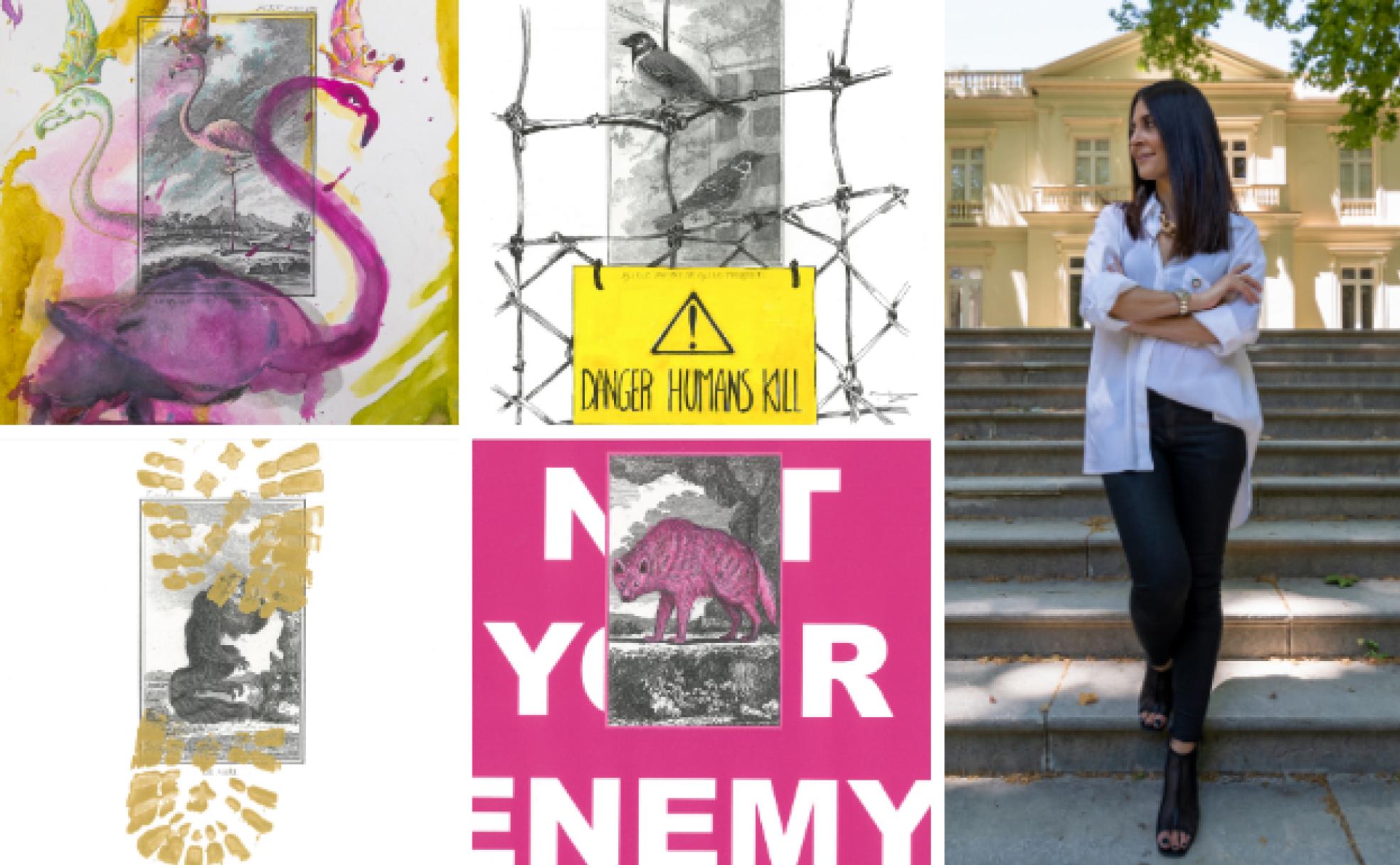 Detalles de las obras de Chema Cobo, Marta Retamero, Claudia Frau y Verónica Ruth Frías para el proyecto de Marta del Corral, a la derecha. 