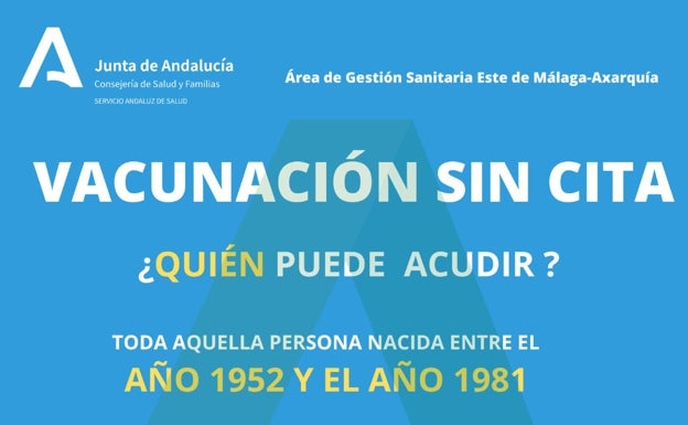 Cartel promocional de la jornada de vacunación sin cita previa. 