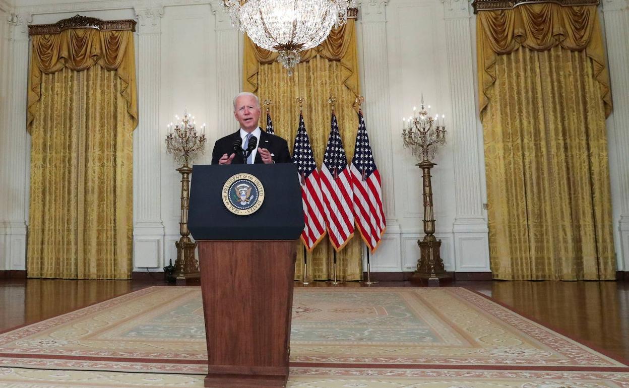 El presidente de EE UU, Joe Biden, en la comparecencia del pasado lunes.