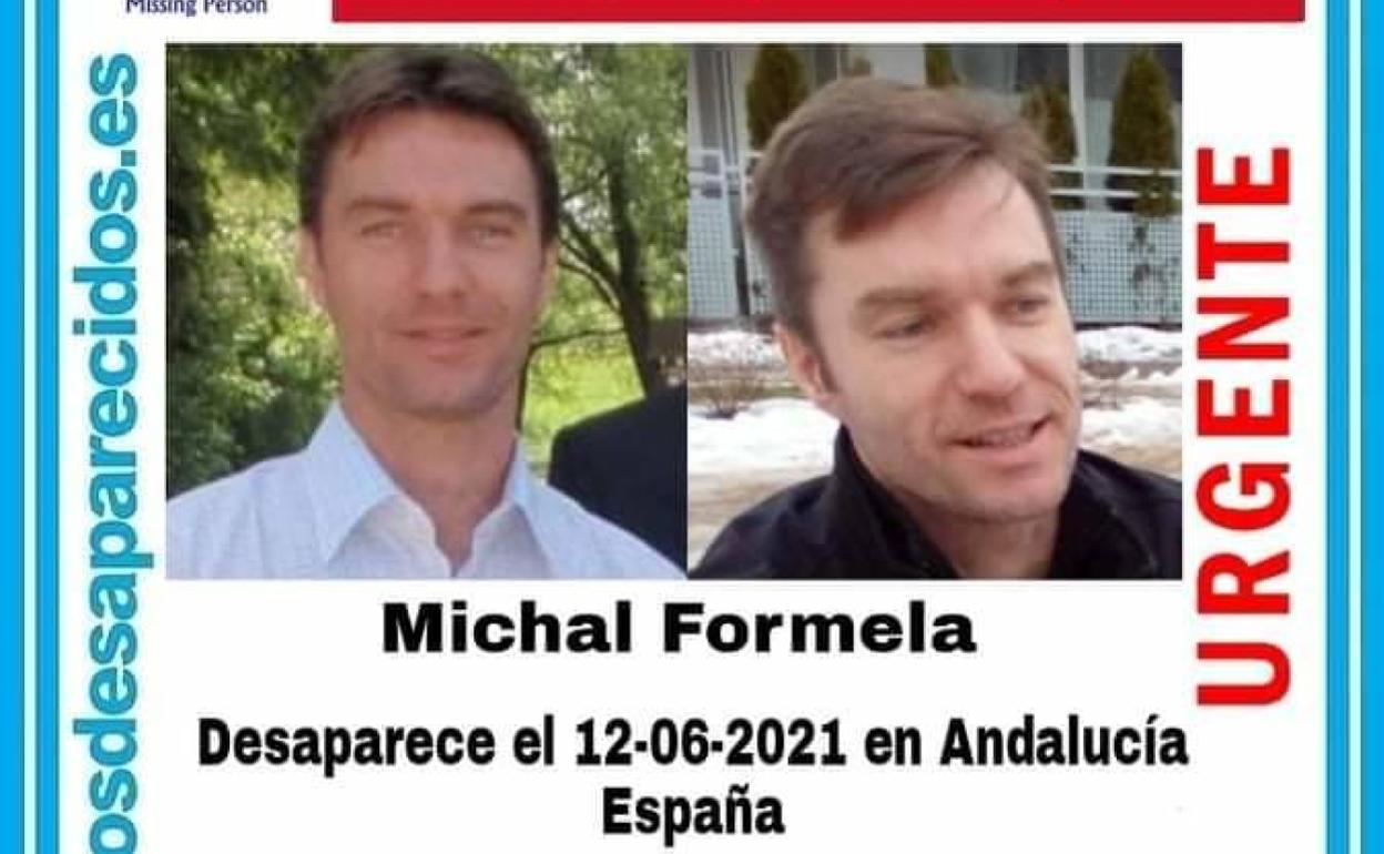 Cartel de SOS desaparecidos con los datos del varón polaco. 